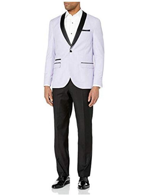 Adam Baker Men's Slim Fit One Button Satin Shawl Collar 2-Piece Tuxedo Suit - Available in Colors