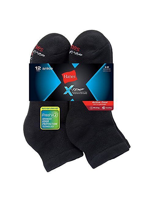 Hanes Men's FreshIQ X-Temp Active Cool Ankle Socks 12-Pack