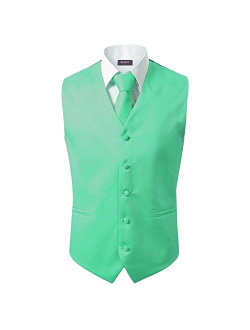 3 Pcs Vest + Tie + Hankie Men's Fashion Formal Dress Suit Slim Tuxedo Waistcoat Coat