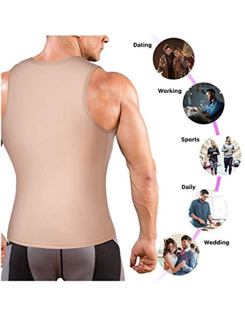 Gotoly Men Compression Shirt Shapewear Slimming Body Shaper Vest Undershirt Weight Loss Tank Top