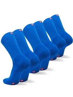 Performance Crew Tennis Socks for Men & Women, Sports & Everyday Wear, Cushioned, Breathable, Retro, 3 Pack