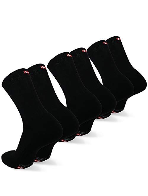 Performance Crew Tennis Socks for Men & Women, Sports & Everyday Wear, Cushioned, Breathable, Retro, 3 Pack