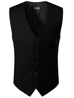 Men's Hipster Urban Design 3 Pockets Business Formal Dress Vest for Suit Tuxedo