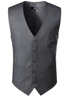 Men's Hipster Urban Design 3 Pockets Business Formal Dress Vest for Suit Tuxedo