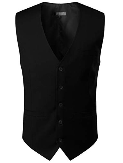 ZEROYAA Men's Hipster Urban Design 3 Pockets Business Formal Dress Vest for Suit Tuxedo