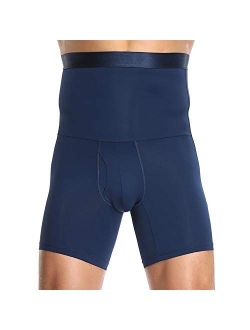 Optlove Men's Tummy Control Shapewear Shorts High Waist Slimming Anti-Curling Underwear Body Shaper Seamless Boxer Brief