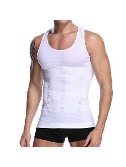 HANERDUN Mens Body Shaper Slimming Shirt Compression Vest Elastic Slim Shapewear