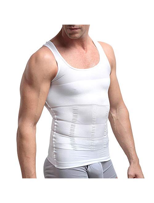 Aptoco Compression Shirts for Men Shapewear Vest Body Shaper Abs Abdomen Slim Tank Elastic Top Undershirt