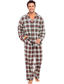 Men's Lightweight Flannel Pajamas, Long Cotton Pj Set