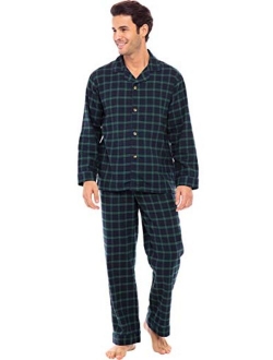 Men's Lightweight Flannel Pajamas, Long Cotton Pj Set