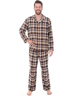 Men's Lightweight Flannel Pajamas, Long Cotton Pj Set