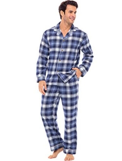 Men's Lightweight Flannel Pajamas, Long Cotton Pj Set