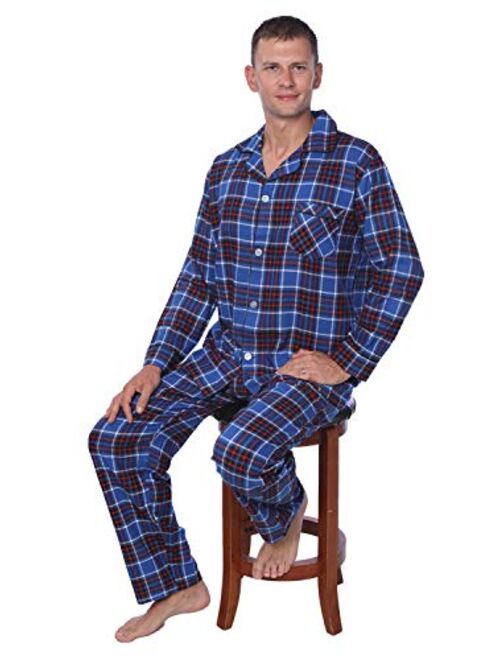 Beverly Rock Men's Brushed 100% Cotton Flannel Plaid Pajama Set