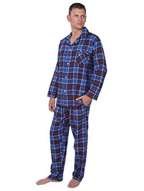 Beverly Rock Men's Brushed 100% Cotton Flannel Plaid Pajama Set