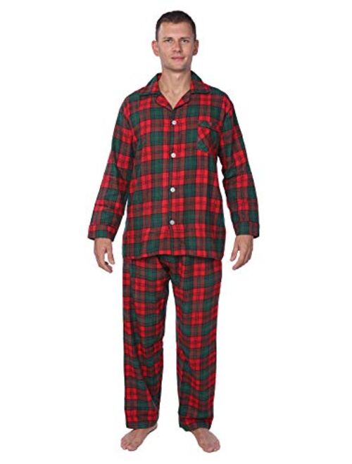 Beverly Rock Men's Brushed 100% Cotton Flannel Plaid Pajama Set