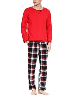 YIMANIE Men's Pajamas Set Soft Cotton Long Sleeves and Pajamas Pants Classic Sleepwear Lounge Set