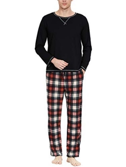 YIMANIE Men's Pajamas Set Soft Cotton Long Sleeves and Pajamas Pants Classic Sleepwear Lounge Set