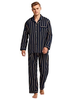 TONY AND CANDICE Mens Flannel Pajama Set, 100% Cotton Long Sleeve Sleepwear