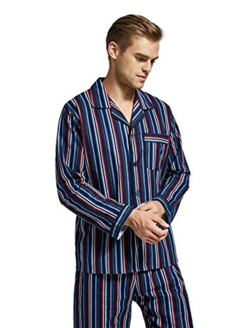 TONY AND CANDICE Mens Flannel Pajama Set, 100% Cotton Long Sleeve Sleepwear