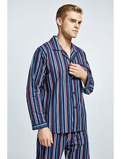 TONY AND CANDICE Mens Flannel Pajama Set, 100% Cotton Long Sleeve Sleepwear