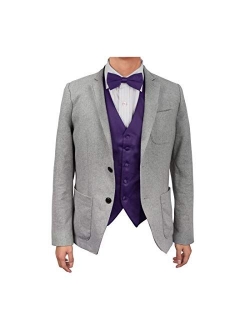 Dan Smith Men's Fashion Italy Series Plain Microfiber Fashion Vest Matching Bow Tie With Free Gift Bags