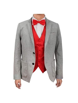 Dan Smith Men's Fashion Italy Series Plain Microfiber Fashion Vest Matching Bow Tie With Free Gift Bags