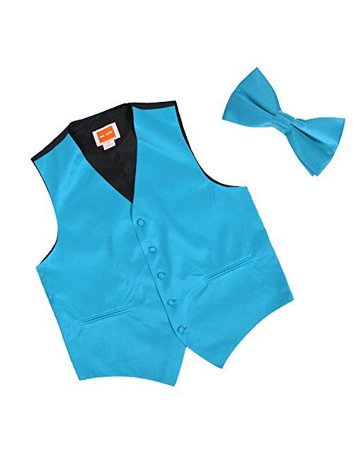 Dan Smith Men's Fashion Italy Series Plain Microfiber Fashion Vest Matching Bow Tie With Free Gift Bags