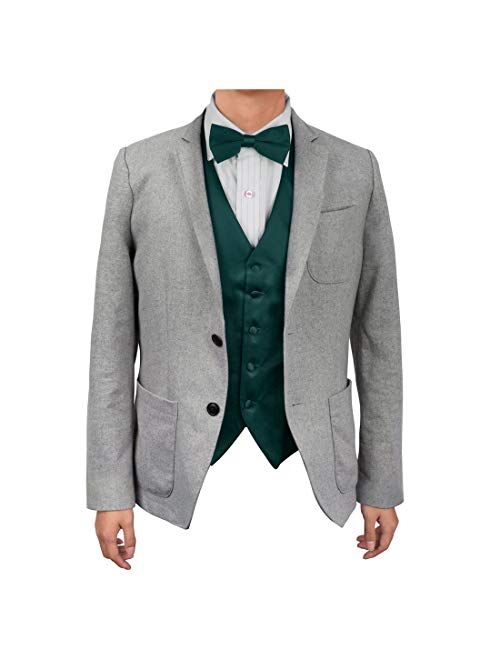 Dan Smith Men's Fashion Italy Series Plain Microfiber Fashion Vest Matching Bow Tie With Free Gift Bags