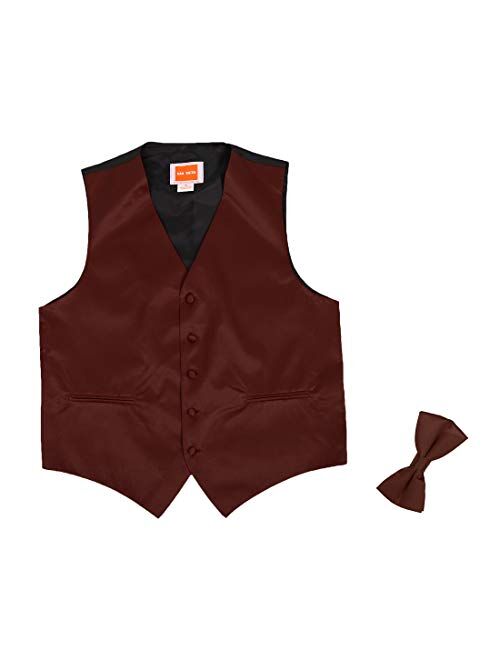 Dan Smith Men's Fashion Italy Series Plain Microfiber Fashion Vest Matching Bow Tie With Free Gift Bags