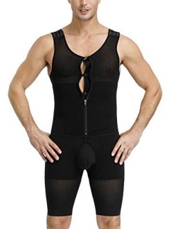 Men's Shapewear Bodysuit Tummy Control Compression Slimming Body Shaper Workout Abs Abdomen Undershirts