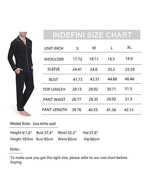 Indefini Mens Pajama Sets Long Sleeve Button Down Sleepwear Loungewear Men Pjs, Size S-XL