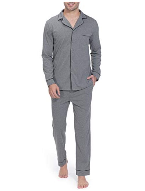 Indefini Mens Pajama Sets Long Sleeve Button Down Sleepwear Loungewear Men Pjs, Size S-XL