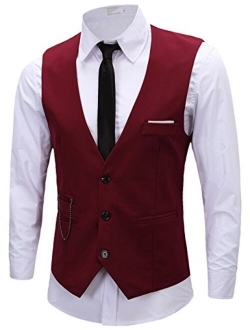 ERZTIAY Men's Formal Dress Business Slim Fit Sleeveless Jacket Vest Waistcoat