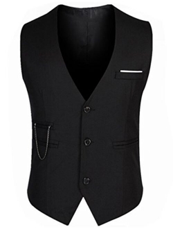 ERZTIAY Men's Formal Dress Business Slim Fit Sleeveless Jacket Vest Waistcoat