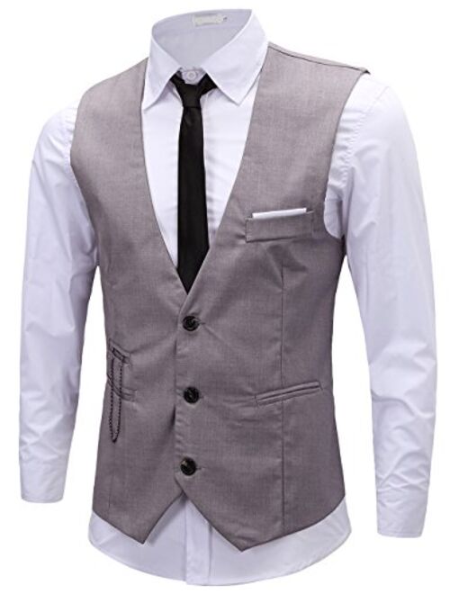 ERZTIAY Men's Formal Dress Business Slim Fit Sleeveless Jacket Vest Waistcoat