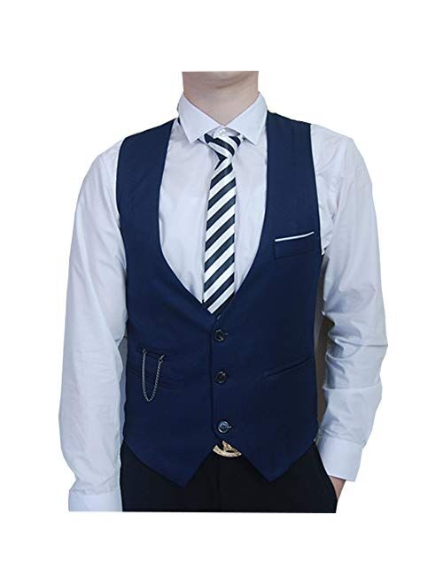 ERZTIAY Men's Formal Dress Business Slim Fit Sleeveless Jacket Vest Waistcoat