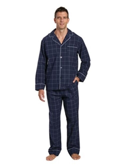 Noble Mount Mens 100% Cotton Flannel Pajama Set with Pant Pockets & Drawstring