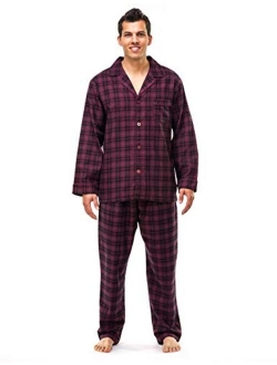 Noble Mount Mens 100% Cotton Flannel Pajama Set with Pant Pockets & Drawstring