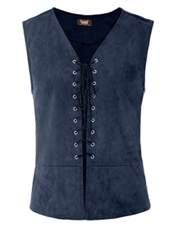 Mens Renaissance Vest Gothic Steampunk Lace-up Waistcoat