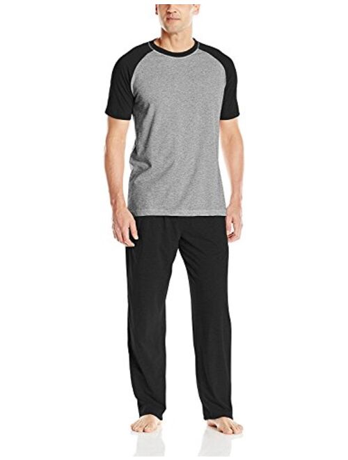 Hanes Men's Short Sleeve Raglan & Knit Pant Set with X-Temp