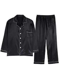 Respeedime Men's Autumn Silk Pajamas Summer Trousers Sets Sleepwear