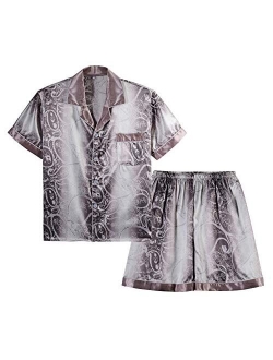 Respeedime Men's Autumn Silk Pajamas Summer Trousers Sets Sleepwear