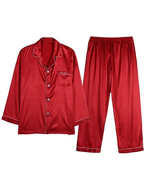 Respeedime Men's Autumn Silk Pajamas Summer Trousers Sets Sleepwear