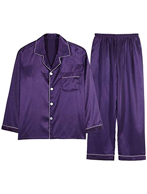 Respeedime Men's Autumn Silk Pajamas Summer Trousers Sets Sleepwear