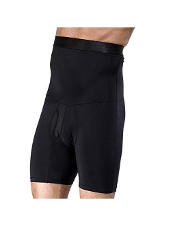 Shaxea Men's Shapewear High Waist Tummy Abdomen Leg Control Shorts Anti-Curling Slimming Body Shaper Underwear Boxer Brief