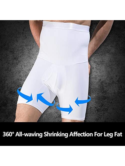 Shaxea Men's Shapewear High Waist Tummy Abdomen Leg Control Shorts Anti-Curling Slimming Body Shaper Underwear Boxer Brief