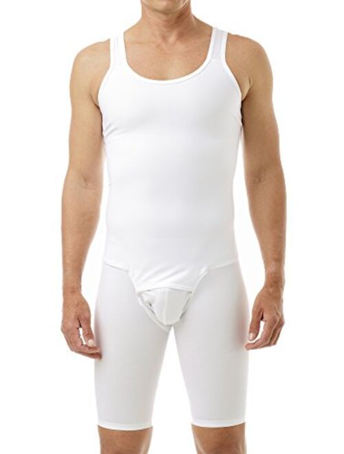 Underworks Mens Compression Bodysuit Shaper - Girdle for Gynecomastia Belly Fat and Thighs - No Rear Zipper