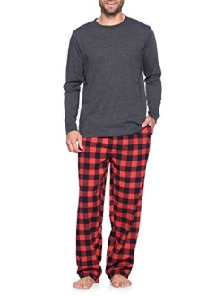 Ashford & Brooks Mens Flannel Long-Sleeve Top and Flannel Bottom Pajama Set