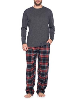 Ashford & Brooks Mens Flannel Long-Sleeve Top and Flannel Bottom Pajama Set