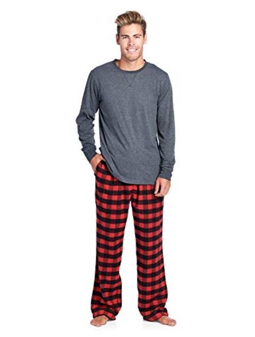 Ashford & Brooks Mens Flannel Long-Sleeve Top and Flannel Bottom Pajama Set